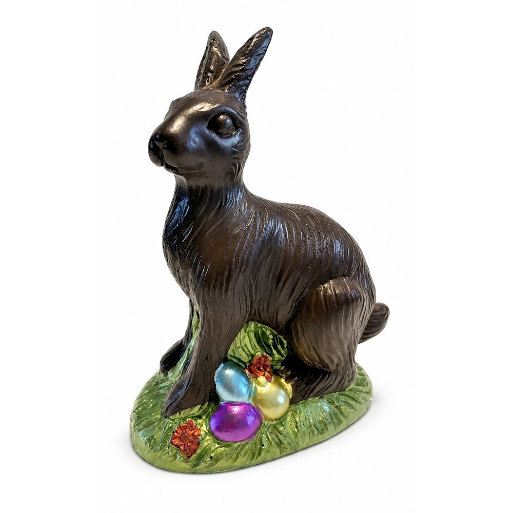 Easter Bunny Rabbit Eggs Faux Chocolate Figurine 5.25" Tabletop Shelf Decor